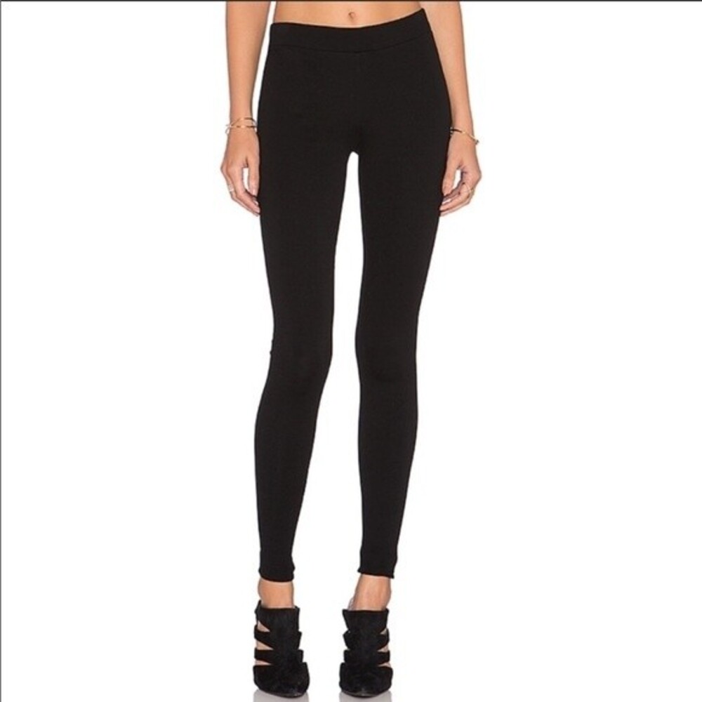 VINCE Stitch-Seam Ponte Legging Pant Scrunch Ankle Knit Stretch Size XXS Black